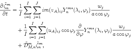 \begin{align*}\begin{split}\DP{\tilde{\zeta}_n^m}{t} & = \frac{1}{I} \sum_{i=1}^...
... \\ & \quad + \tilde{\cal D}_{M,n}^m \tilde{\zeta}_n^m , \end{split}\end{align*}