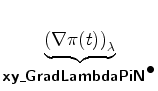 $\displaystyle \underbrace{\left(\nabla \pi (t)\right)_{\lambda}}_{ \mbox{{\cmssbx xy\_GradLambdaPiN}}^{\mbox{$\bullet$}} }$