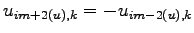 $\displaystyle u_{im+2(u),k} = - u_{im-2(u),k}$