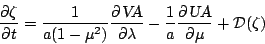 \begin{displaymath}
\frac{\partial \zeta}{\partial t}
= \frac{1}{a(1-\mu^{2})...
...frac{\partial \mbox{\sl UA}}{\partial \mu}
+ {\cal D}(\zeta)
\end{displaymath}