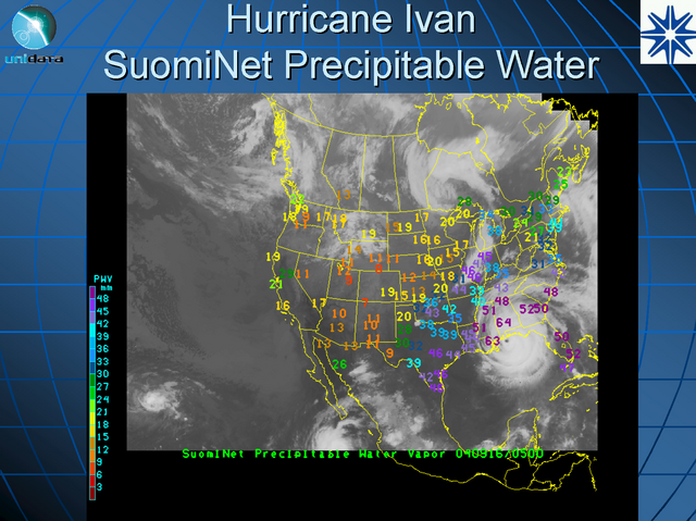 Hurricane Ivan SuomiNet Precipitable Water