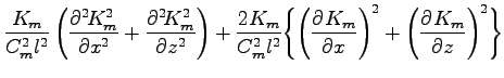 $\displaystyle \frac{K_{m}}{C_{m}^{2} l^{2}}
\left(\DP[2]{K_{m}^{2}}{x}
+ \DP[2]...
...Biggl\{\left(\DP{K_{m}}{x}\right)^{2}
+ \left(\DP{K_{m}}{z}\right)^{2}
\Biggr\}$